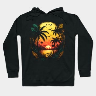 80s Vintage Palmtree Sunset Hoodie